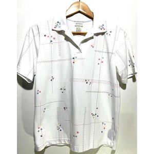 Koret Francisca VTY polo shirt embroidered plaid 80' cottage grandma Y2K women S